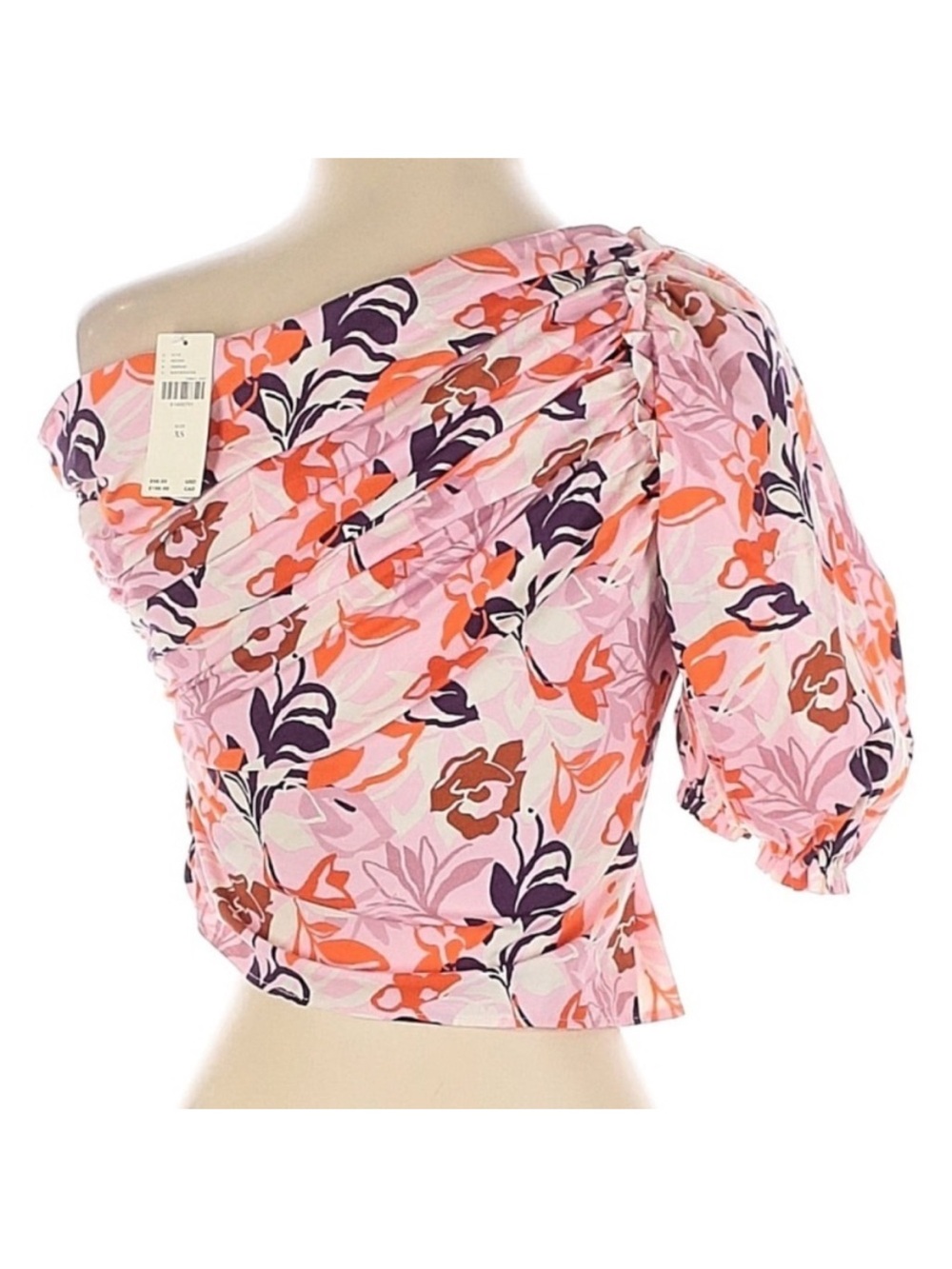 Anthropologie Pink and Orange Floral One-Shoulder Blouse Women’s XS - Picture 3 of 5